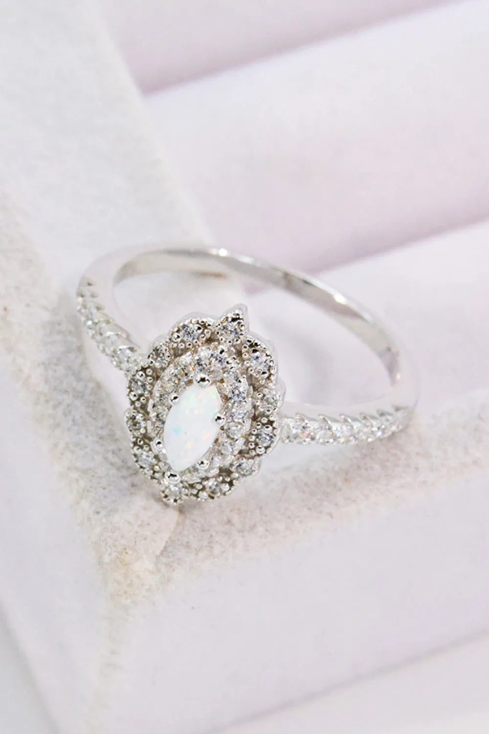 Modern Love Story Opal and Zircon Ring Opal - Tophatter Daily Deals