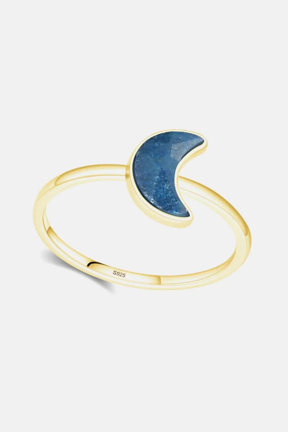 925 Sterling Silver Moon Shape Aventurine Ring Rings - Tophatter Daily Deals