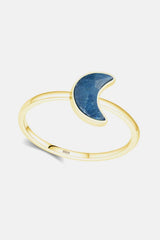 925 Sterling Silver Moon Shape Aventurine Ring Rings - Tophatter Daily Deals