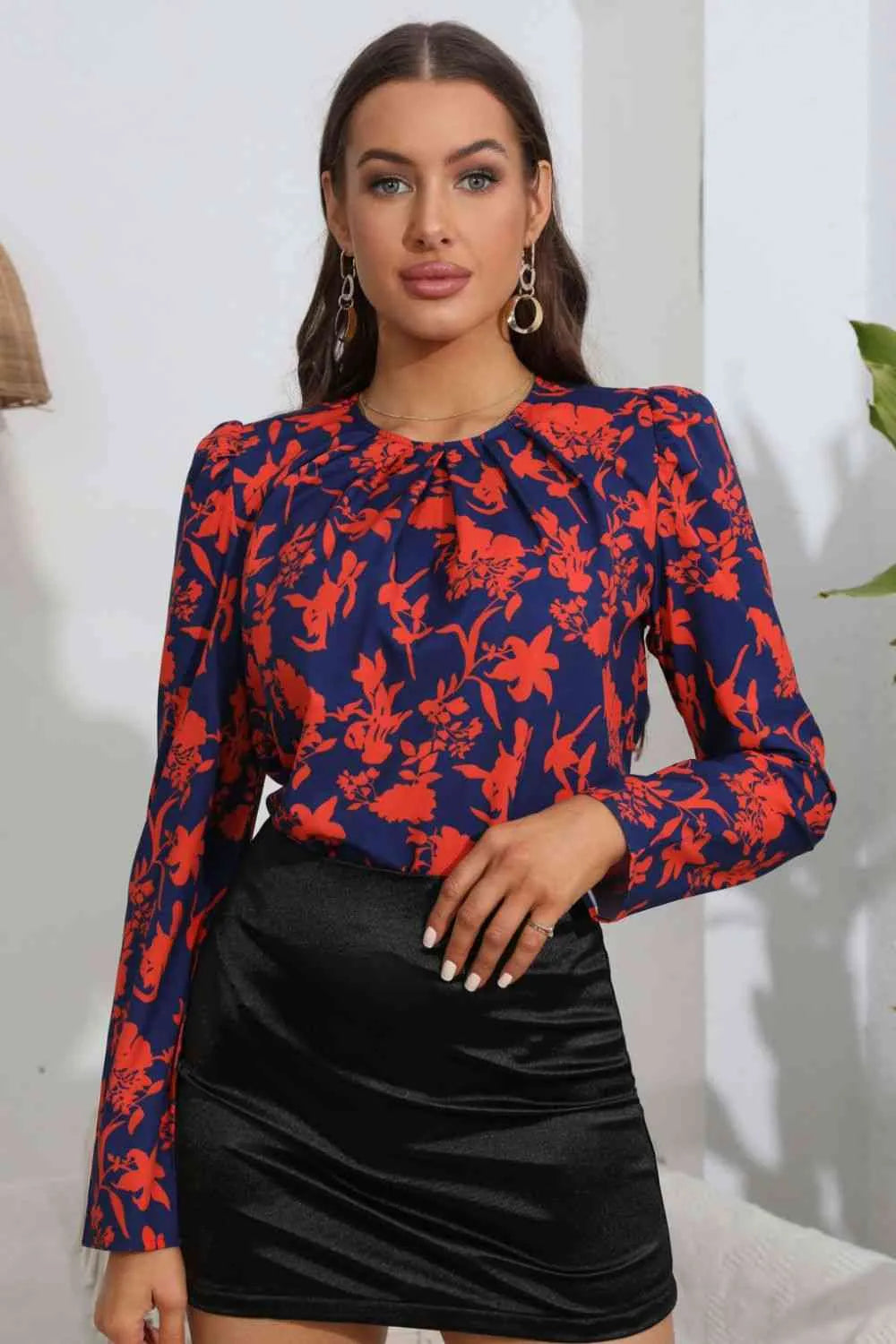 Floral Long Puff Sleeve Blouse Floral Blouses - Tophatter Daily Deals