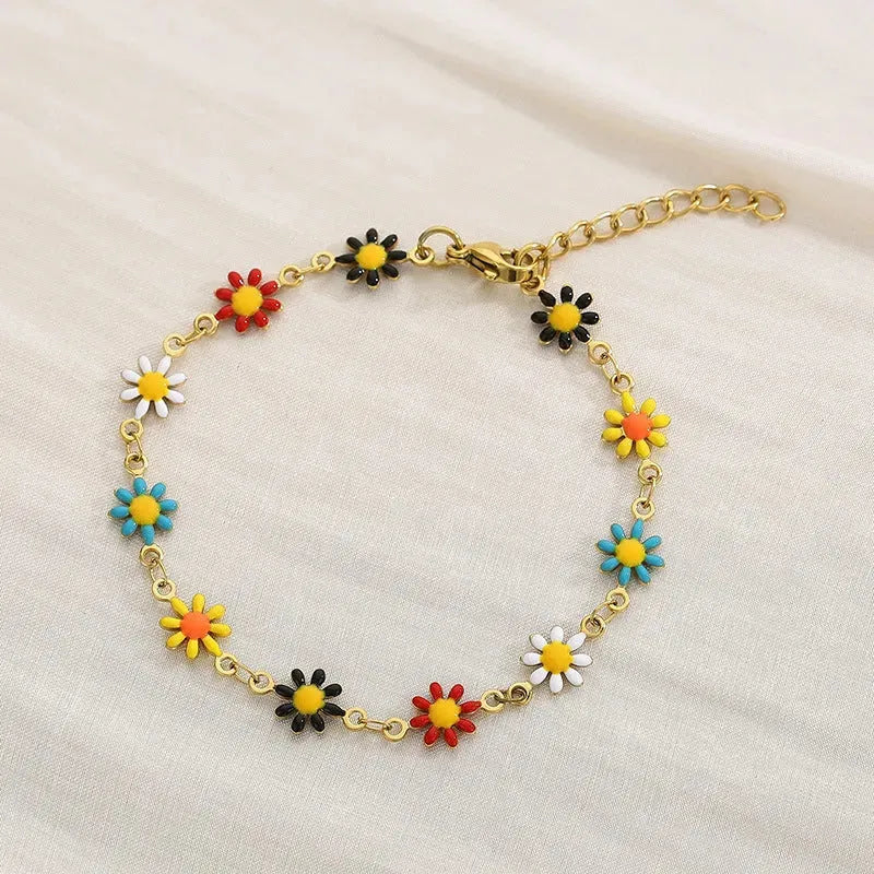 Flower & Cross Stainless Steel Bracelet Bracelets - Tophatter Daily Deals