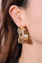 Twisted C-Hoop Alloy Earrings Gold One Size Earrings - Tophatter Daily Deals