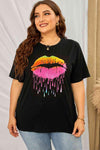 Plus Size Lip Graphic Tee Shirt Black Women's T-Shirts - Tophatter Daily Deals