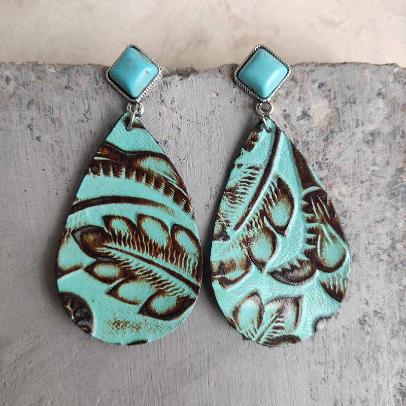 Artificial Turquoise Teardrop Earrings Turquoise One Size Earrings - Tophatter Daily Deals