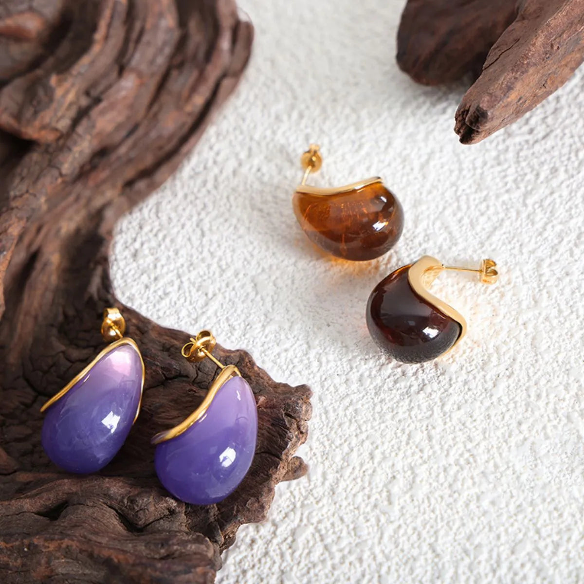 Resin Teardrop Earrings Earrings - Tophatter Daily Deals