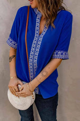 Embroidered V-Neck Top Blouses - Tophatter Daily Deals