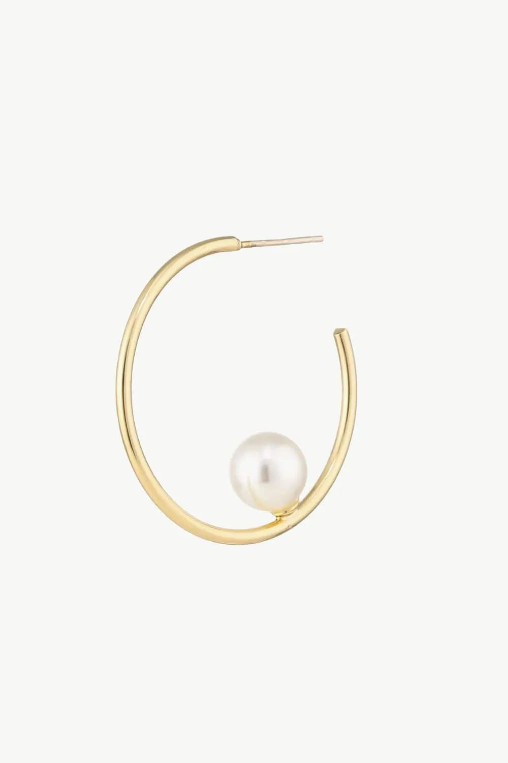 Pearl C-Hoop Earrings Earrings - Tophatter Daily Deals
