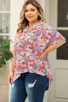 Plus Size Printed Notched Neck Half Sleeve Top Women's T-Shirts - Tophatter Daily Deals