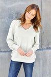 Basic Bae Full Size V-Neck Lantern Sleeve Blouse White Blouses - Tophatter Daily Deals