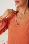 Frill V-Neck Balloon Sleeve Blouse Blouses - Tophatter Daily Deals