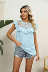 Spliced Lace Ruffled Blouse Blouses - Tophatter Daily Deals