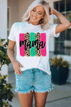 MAMA Graphic Round Neck T-Shirt White Women's T-Shirts - Tophatter Daily Deals