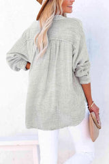 Buttoned Long Sleeve Blouse Blouses - Tophatter Daily Deals
