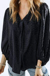 Leopard V-Neck Balloon Sleeve Blouse Blouses - Tophatter Daily Deals