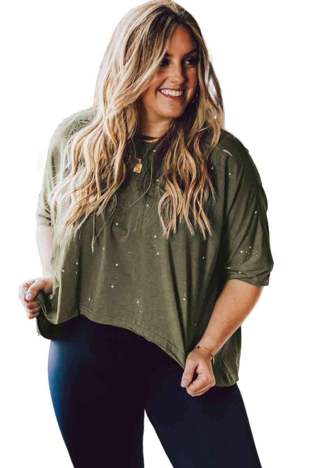 Plus Size Round Neck Half Sleeve Blouse Blouses - Tophatter Daily Deals