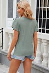 Eyelet V-Neck Petal Sleeve T-Shirt Women's T-Shirts - Tophatter Daily Deals