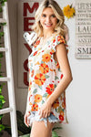 Floral Flutter Sleeve Round Neck Blouse Blouses - Tophatter Daily Deals