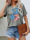 US Flag Peace Sign Hand Graphic Tee Mid Gray Women's T-Shirts - Tophatter Daily Deals