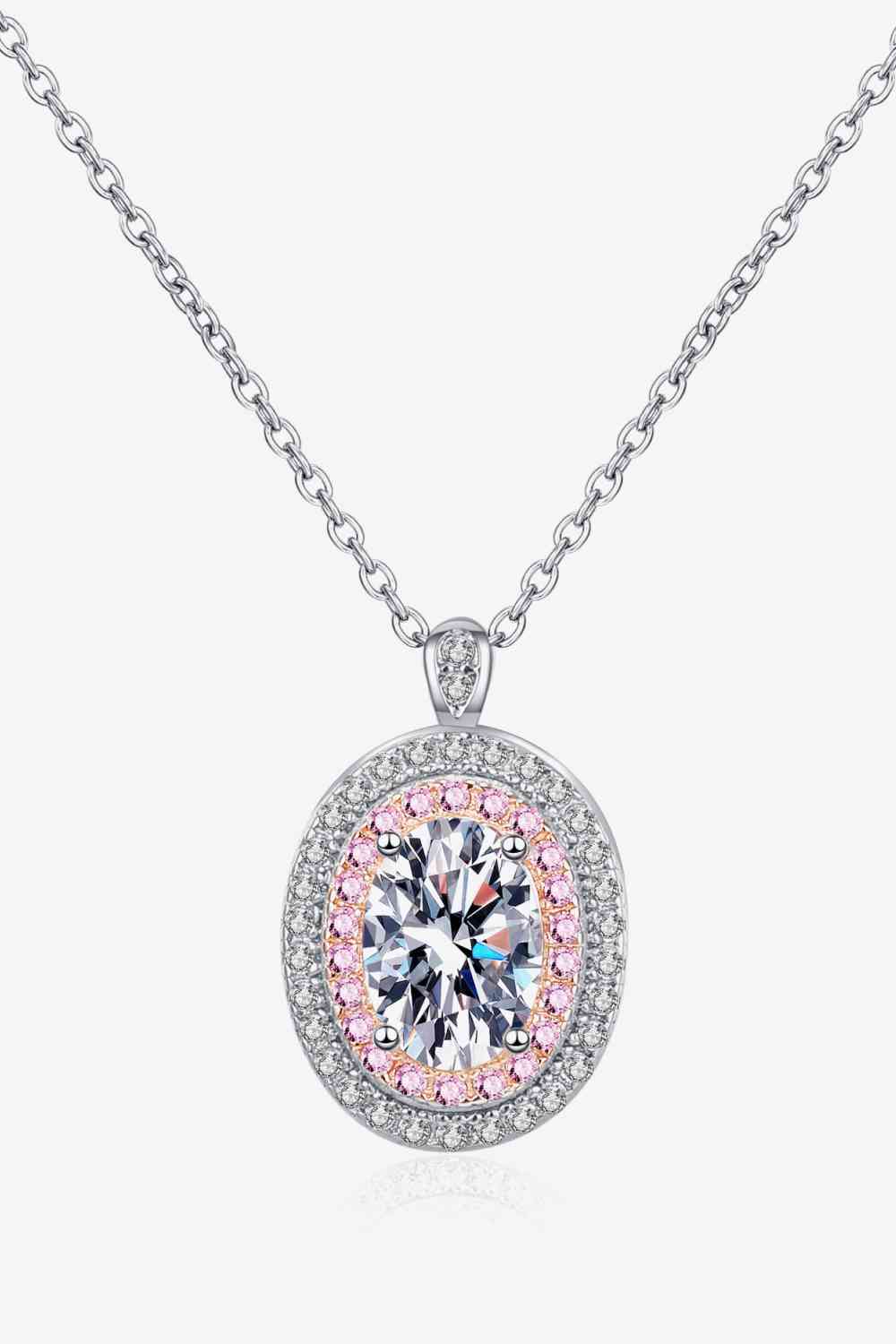 Adored 925 Sterling Silver Rhodium-Plated 1 Carat Moissanite Pendant Necklace Moissanite - Tophatter Daily Deals