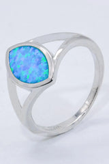 925 Sterling Silver Split Shank Opal Ring Opal - Tophatter Daily Deals