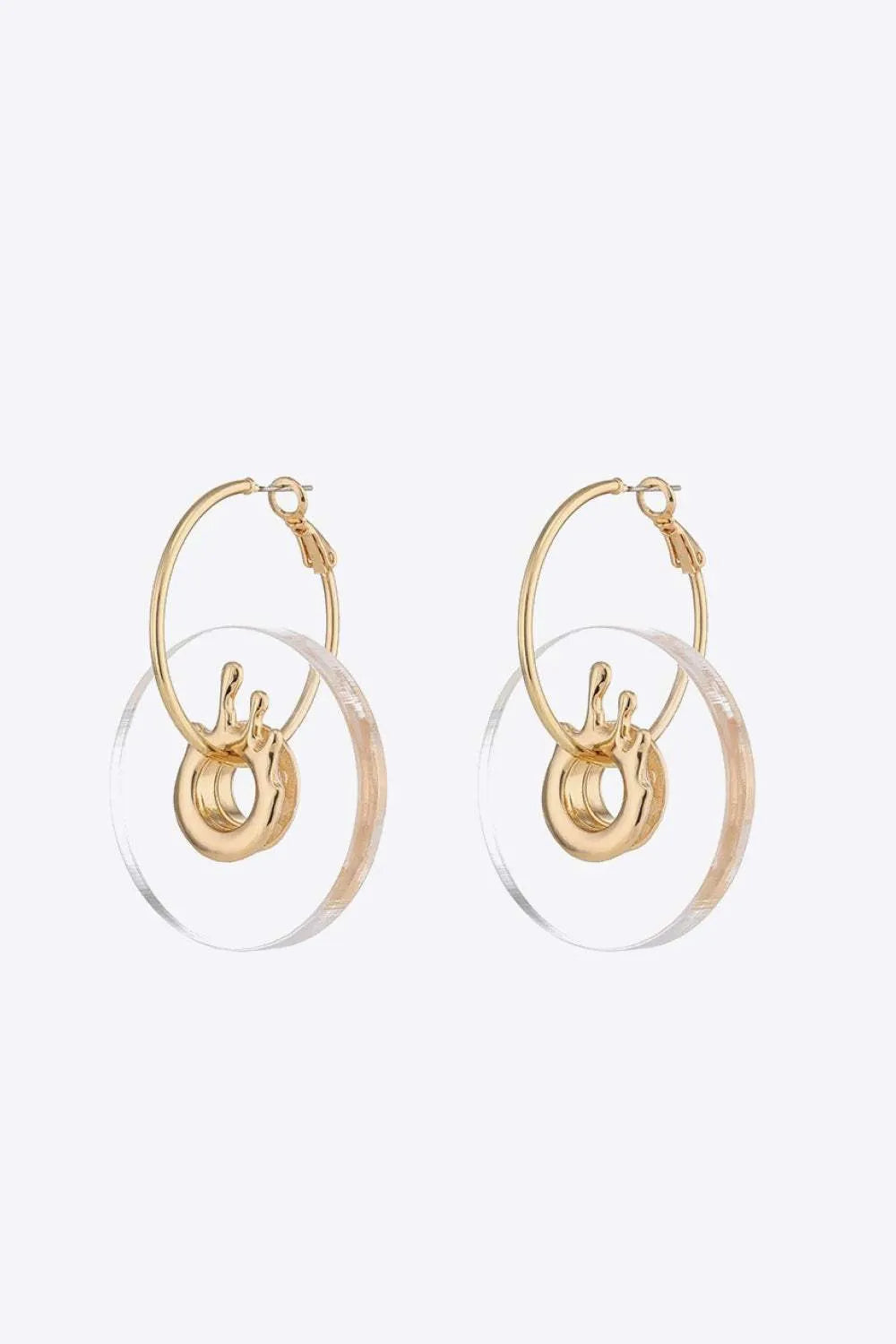 Contrast Hoop Drop Earrings Gold One Size Earrings - Tophatter Daily Deals
