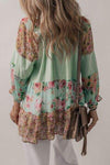 Floral Frill Trim Buttoned Notched Tiered Blouse Blouses - Tophatter Daily Deals