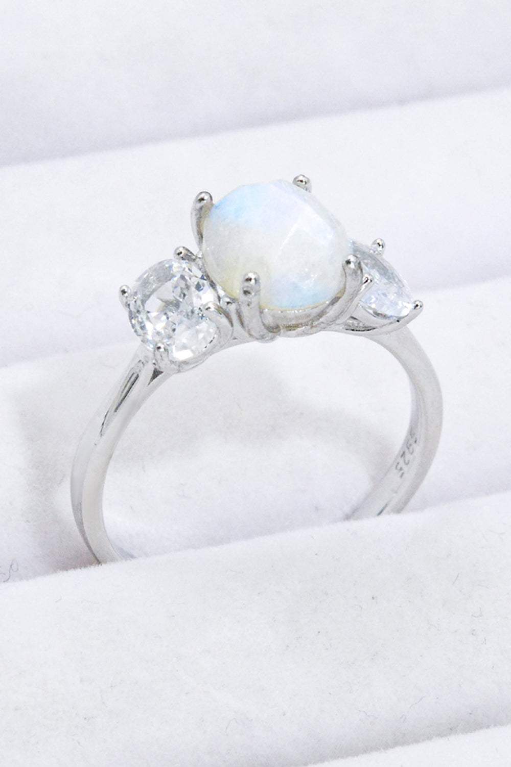 Natural Moonstone and Zircon Ring - Tophatter Shopping Deals