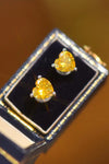 2 Carat Yellow Heart Moissanite Platinum-Plated Earrings Yellow One Size Moissanite - Tophatter Daily Deals