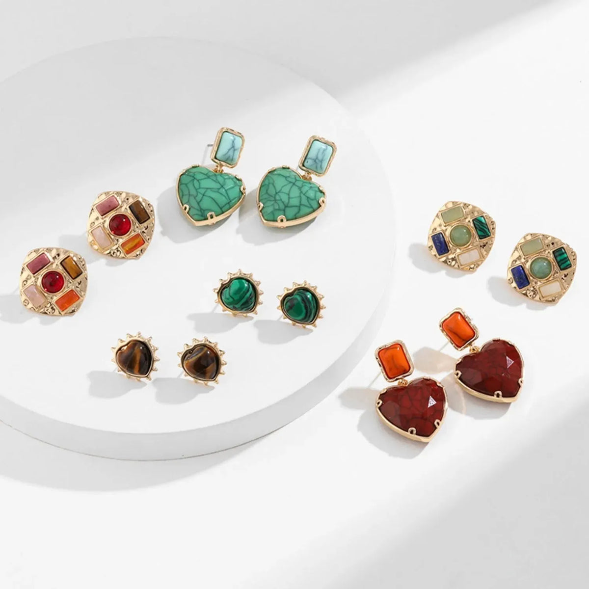Heart & Geometric Alloy Earrings Earrings - Tophatter Daily Deals