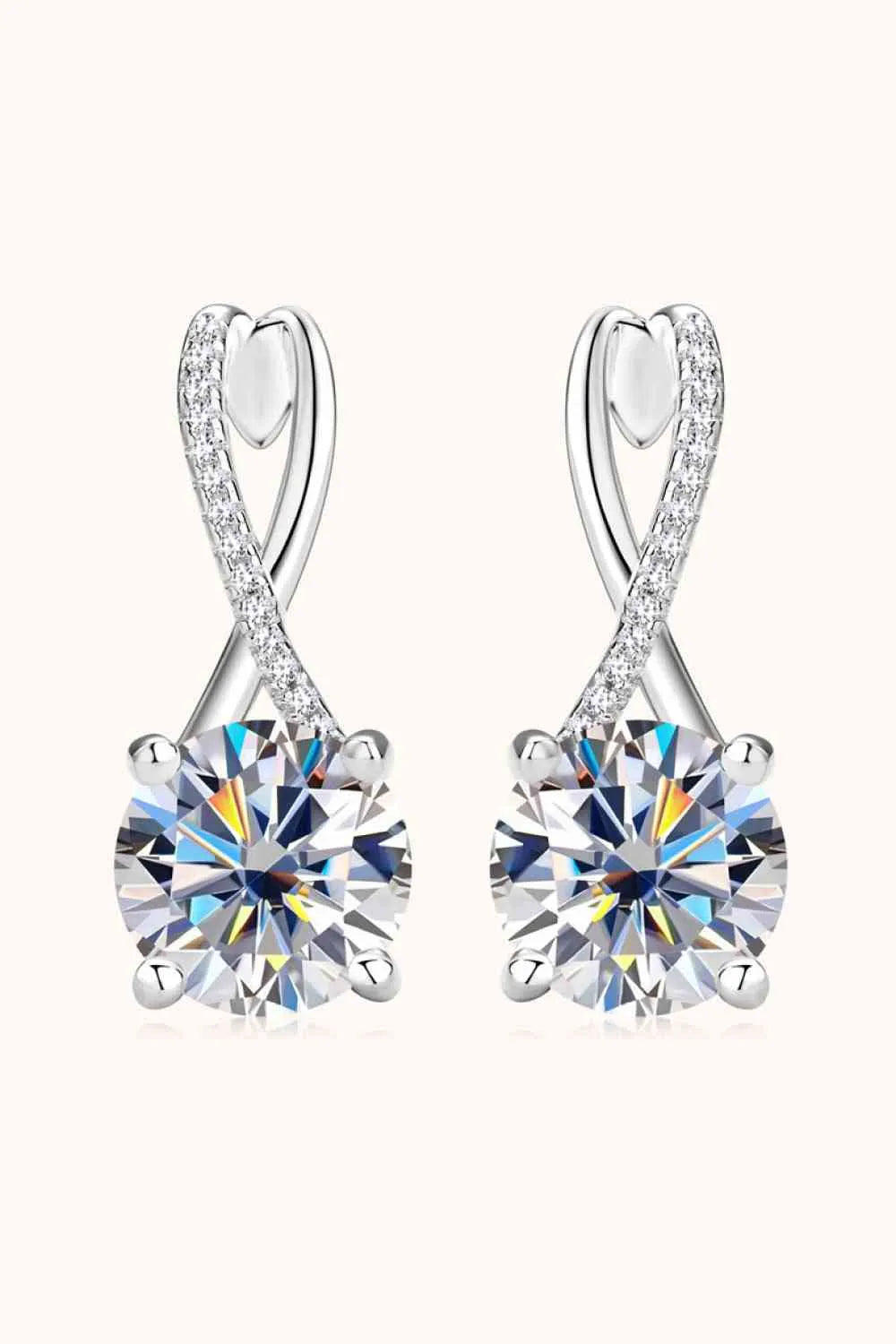 4 Carat Moissanite 925 Sterling Silver Earrings Moissanite - Tophatter Daily Deals