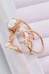 Opal and Zircon Three-Piece Ring Set Opal - Tophatter Daily Deals