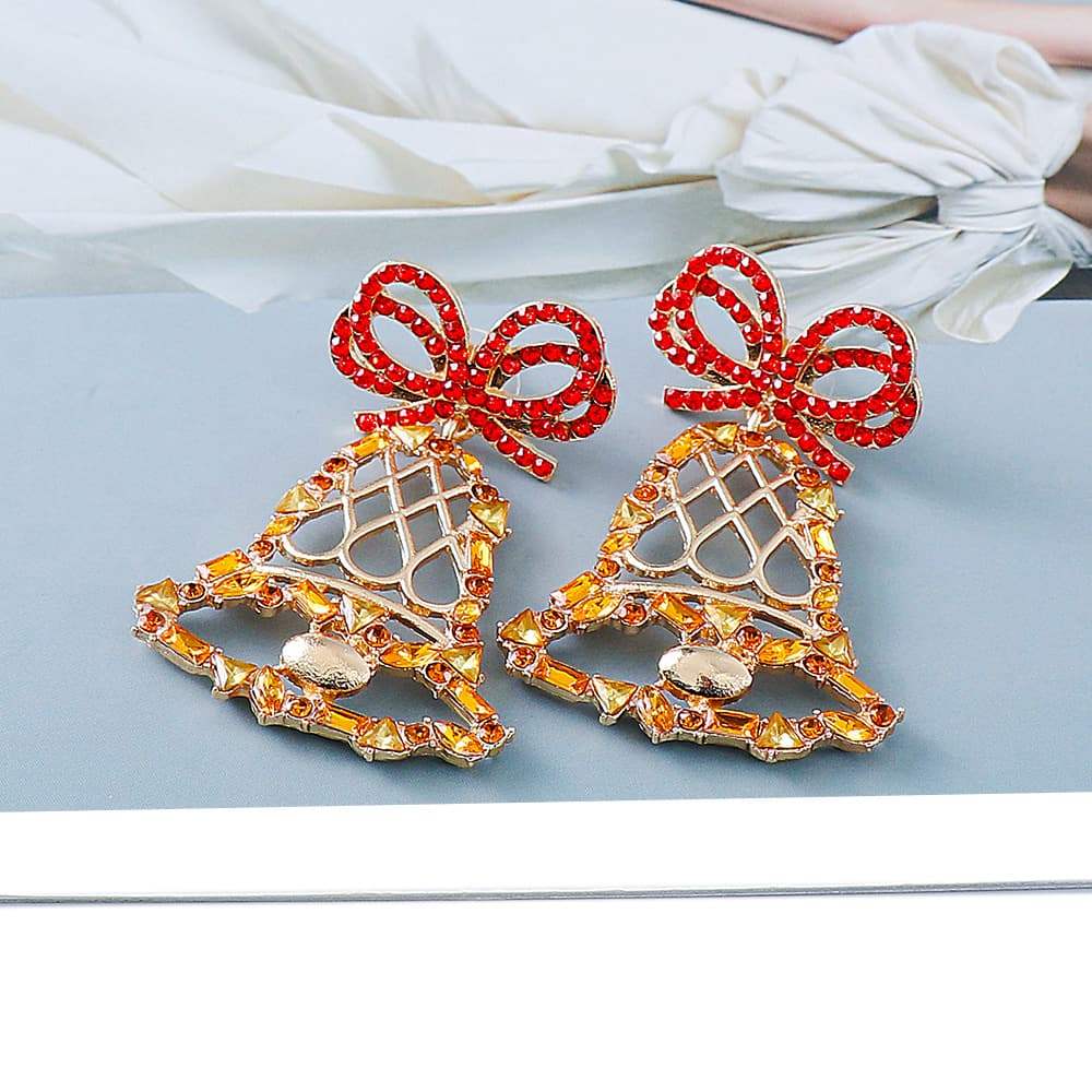 Rhinestone Alloy Christmas Bell Earrings Earrings - Tophatter Daily Deals