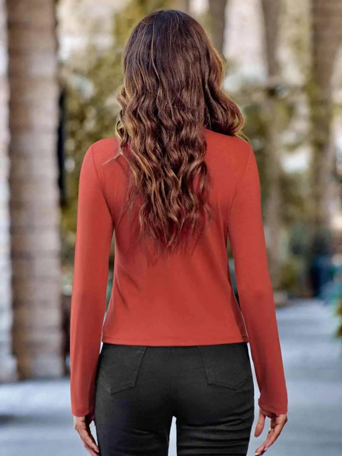 Buttoned Asymmetrical Neck Top Blouses - Tophatter Daily Deals