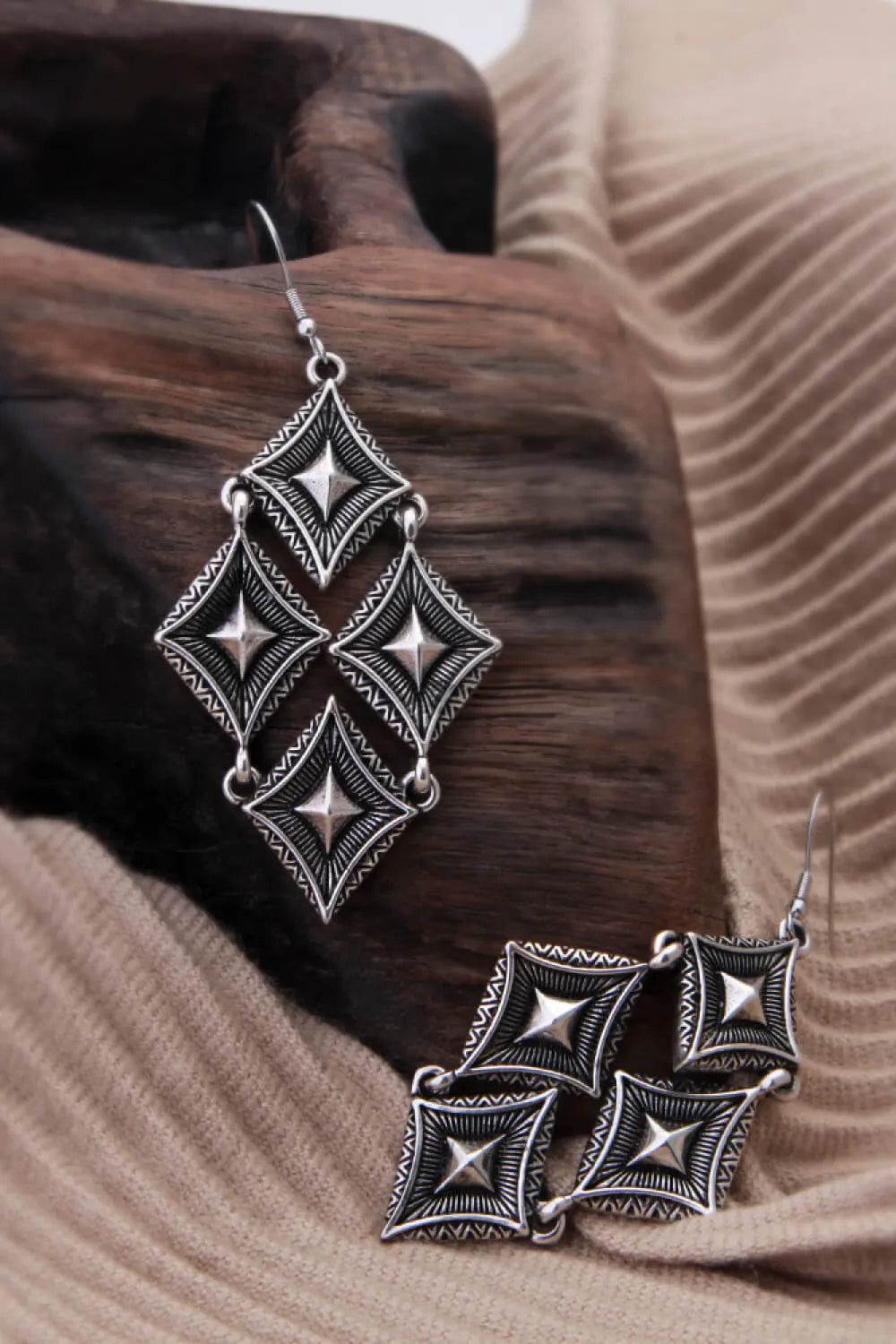 Stainless Steel Geometric Dangle Earrings Silver One Size Earrings - Tophatter Daily Deals