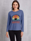 TODAY'S GOOD MOOD IS SPONSORED BY COFFEE Round Neck T-Shirt Dusty Blue Women's T-Shirts - Tophatter Daily Deals