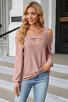 Cold Shoulder Square Neck Cutout Blouse Dusty Pink Blouses - Tophatter Daily Deals