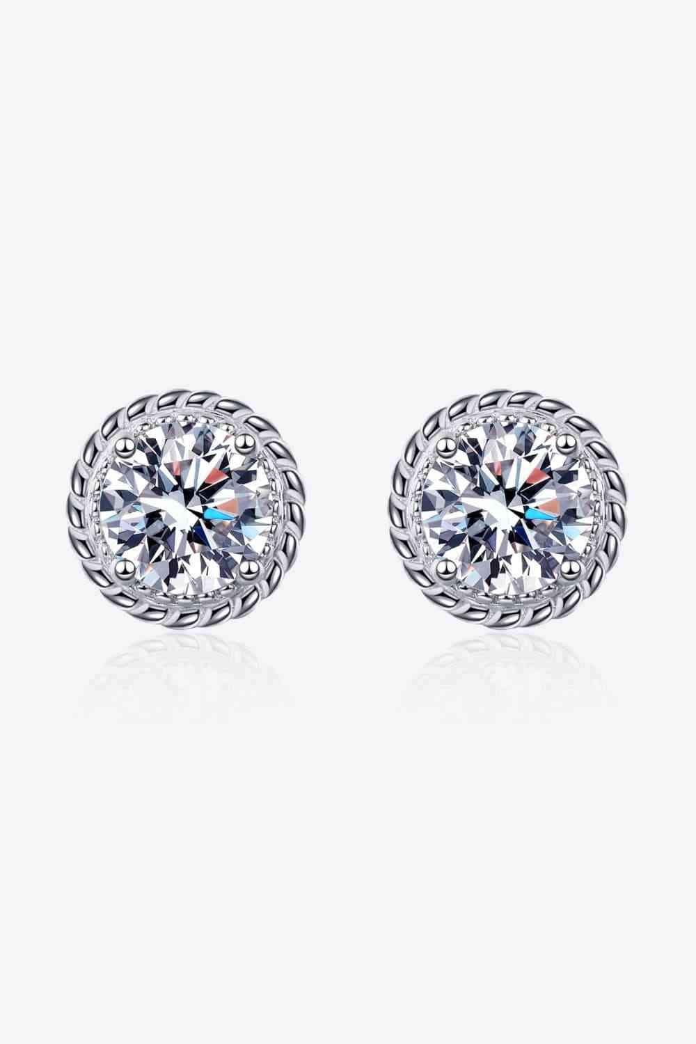 2 Carat Moissanite 925 Sterling Silver Stud Earrings Silver One Size Moissanite - Tophatter Daily Deals