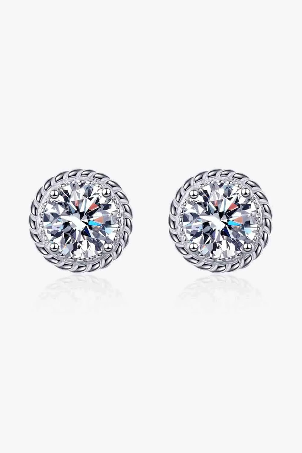 2 Carat Moissanite 925 Sterling Silver Stud Earrings Silver One Size Moissanite - Tophatter Daily Deals