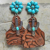 Turquoise Cactus Dangle Earrings Chestnut One Size Earrings - Tophatter Daily Deals