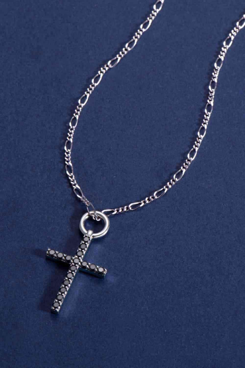 Moissanite Cross Pendant Platinum-Plated Necklace Moissanite - Tophatter Daily Deals