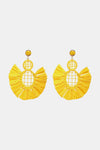 Raffia Grass Tassel Detail Dangle Earrings Banana Yellow One Size Earrings - Tophatter Daily Deals
