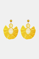 Raffia Grass Tassel Detail Dangle Earrings Banana Yellow One Size Earrings - Tophatter Daily Deals