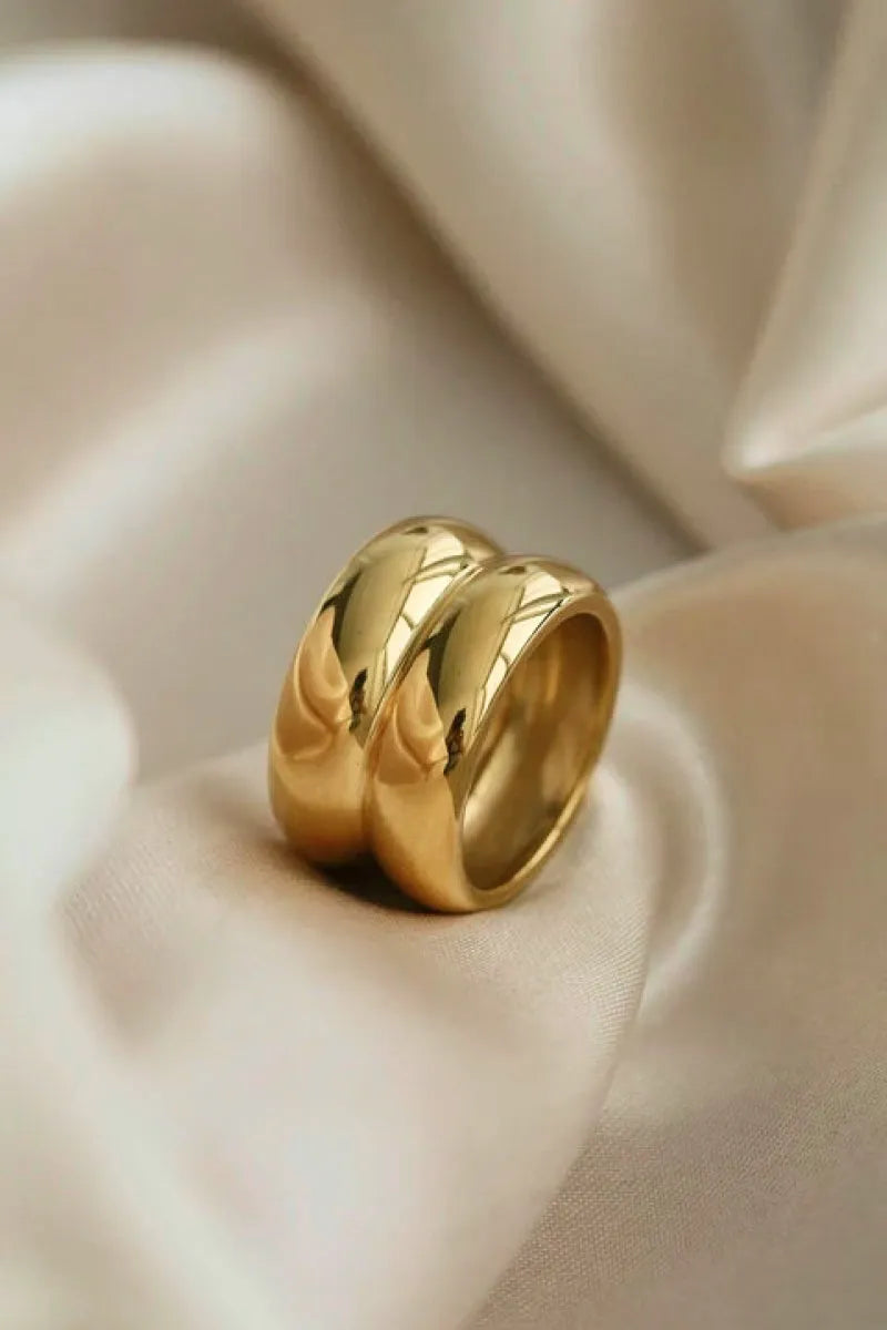 Gold Double Ridge Ring Gold Rings - Tophatter Daily Deals