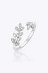 Inlaid Zircon Leaf-Shaped Open Ring Silver One Size Rings - Tophatter Daily Deals