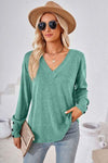 V-Neck Dropped Shoulder T-Shirt Gum Leaf Women's T-Shirts - Tophatter Daily Deals