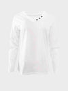 Decorative Button V-Neck T-Shirt White Women's T-Shirts - Tophatter Daily Deals