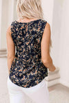 Floral Print Cutout Round Neck Tank Top Blouses - Tophatter Daily Deals