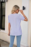 Eyelet Flounce Sleeve Scalloped V-Neck Top Blouses - Tophatter Daily Deals