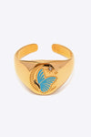 Butterfly Pattern Stainless Steel Open Ring Gold One Size Rings - Tophatter Daily Deals