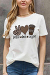Simply Love Full Size PEACE LOVE COFFEE Graphic Cotton Tee Women's T-Shirts - Tophatter Daily Deals